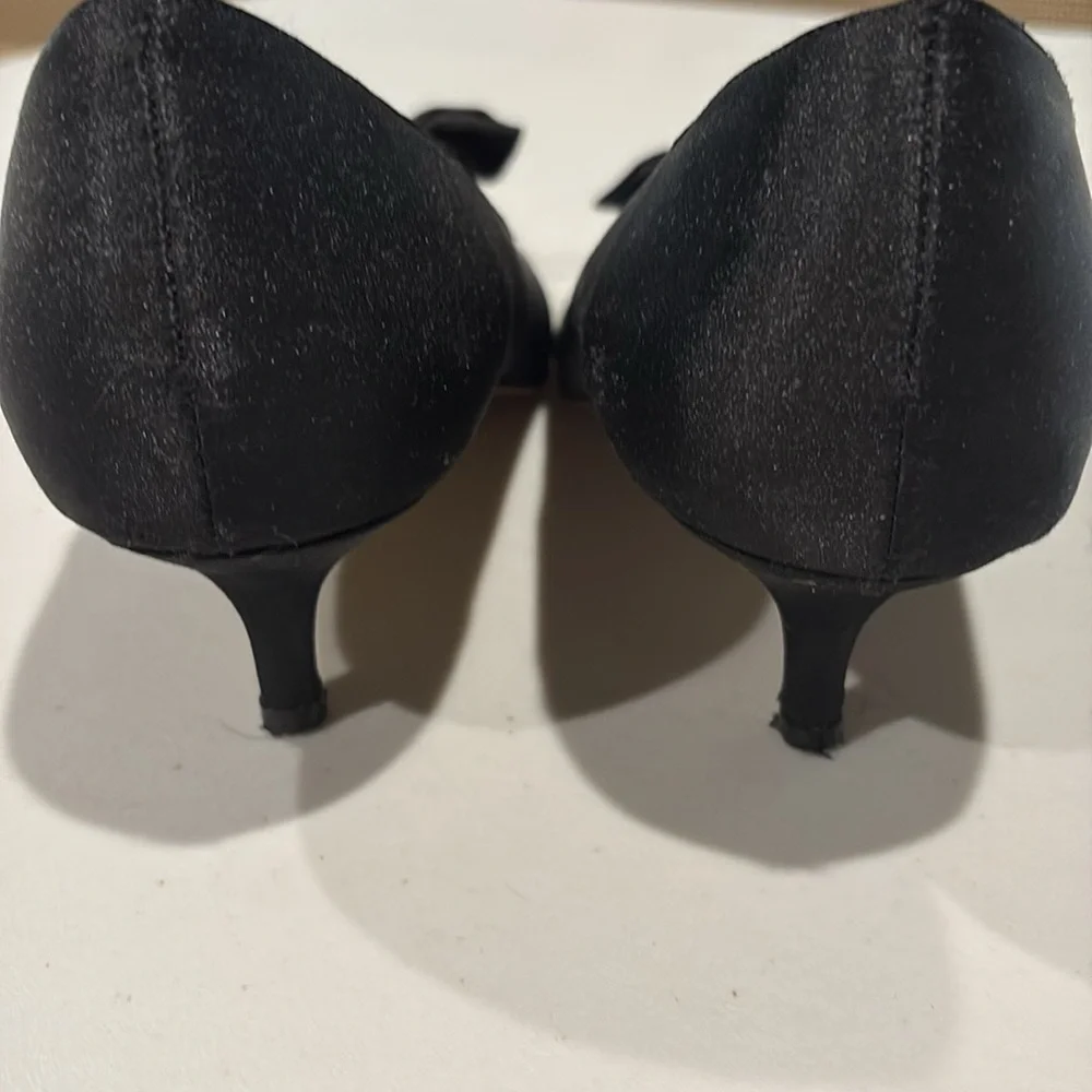 RSVP - Black Peep Toe Heels with Ruffle Detail. Size 11.